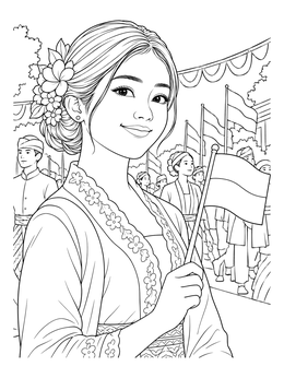 Free printable Indonesian Independence Day Celebration coloring page