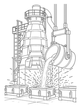Free printable Iron Foundry And Molten Metal Pour coloring page