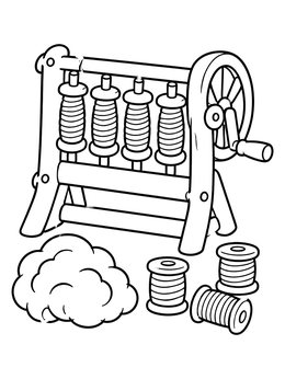 Free printable Spinning Jenny With Spools And Wool coloring page