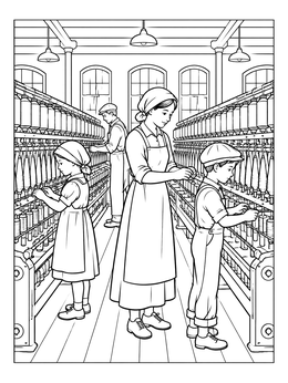 Free printable Workers In A Textile Mill coloring page