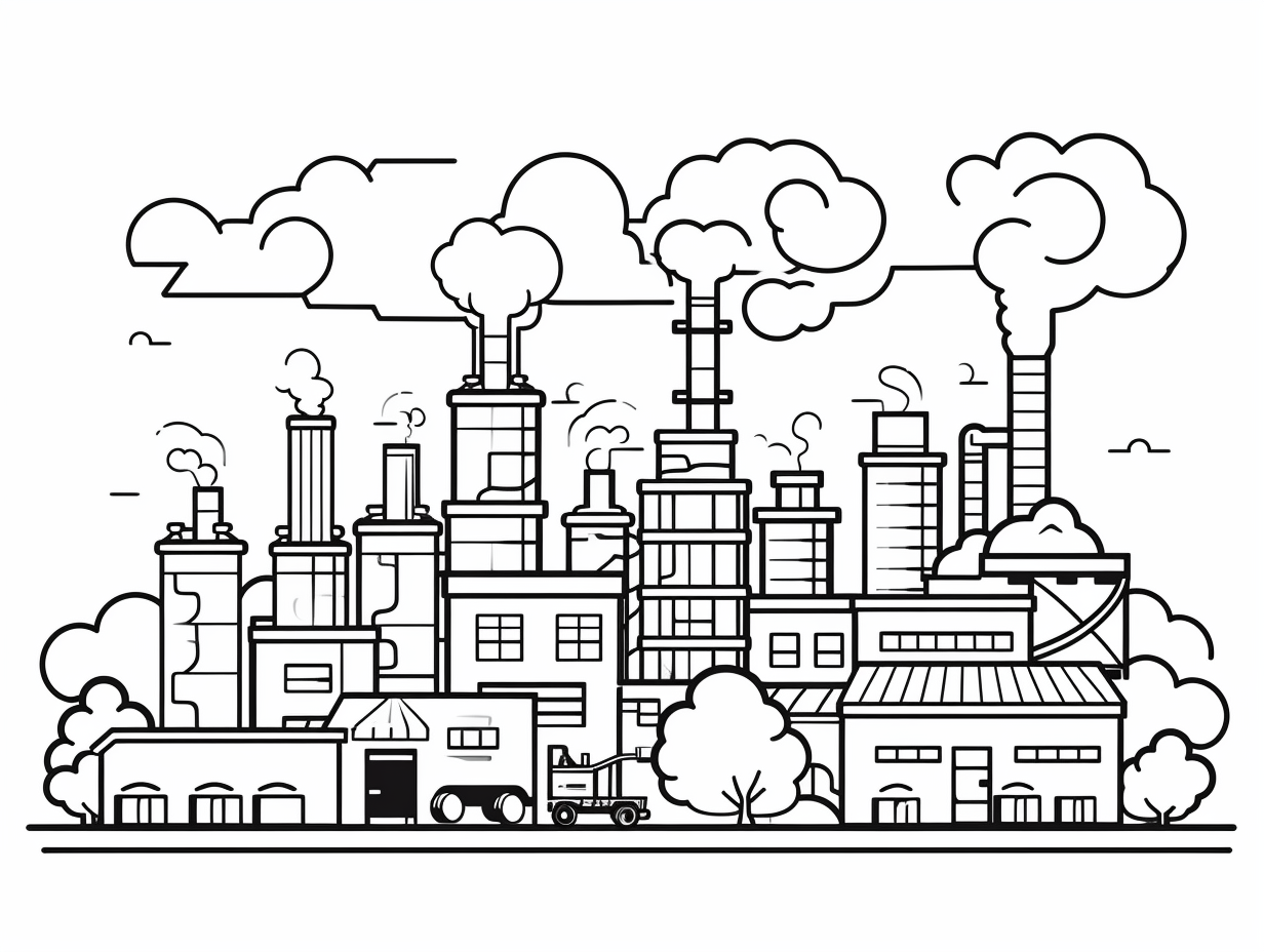 Industrial Revolution Theme Coloring Page - Coloring Page