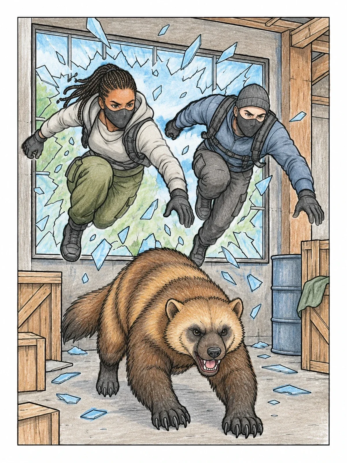 Colored example of the Infiltrators And Warehouse Wolverine coloring page