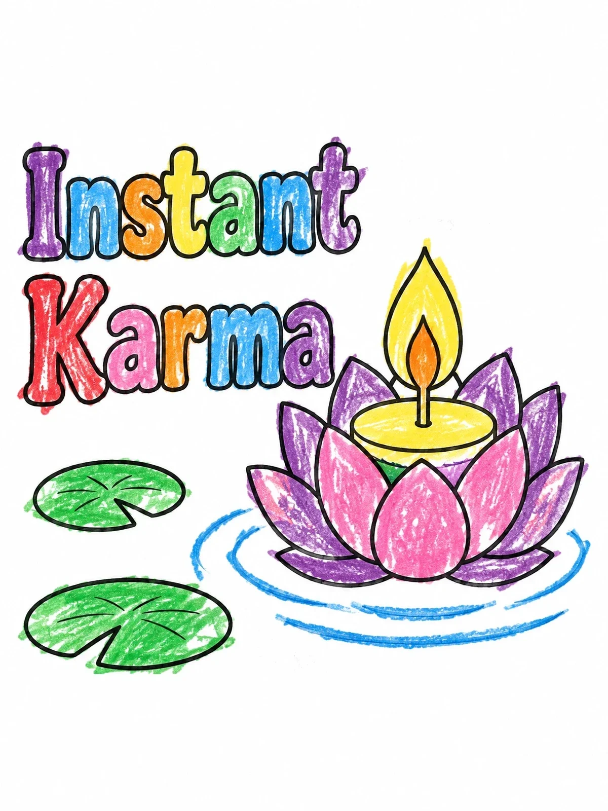 Colored example of the Instant Karma Floating Lotus Candle coloring page