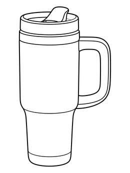 An insulated travel tumbler with a handle in this picnic coloring page.