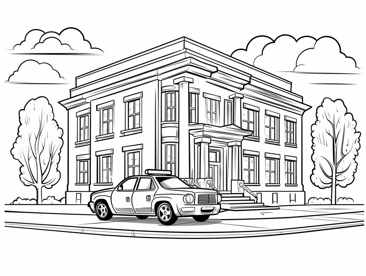 Interesting Police Station Drawing Coloring Page Interesting Police Station Drawing Coloring Page