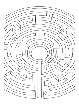 Free printable Circular 3d Labyrinth Pattern coloring page