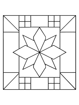 Free printable Geometric Star Quilt Block Pattern coloring page
