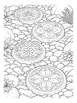 Free printable Patterned Garden Stepping Stones coloring page