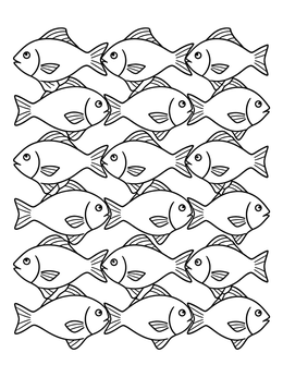 Free printable Repeating Fish Tessellation Pattern coloring page