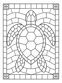 Free printable Sea Turtle Mosaic Tile Art coloring page