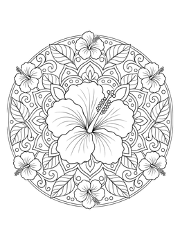 Free printable Intricate Hibiscus Flower Mandala coloring page