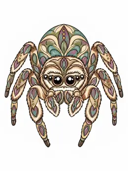 Intricate Jumping Spider With Patterns Coloring Page