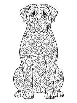Free printable Intricate Mandala Bullmastiff coloring page