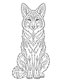 Free printable Intricate Mandala Coyote Sitting Upright coloring page