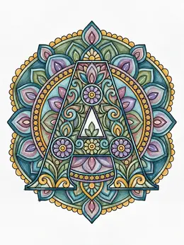 Intricate Mandala Letter A Coloring Page