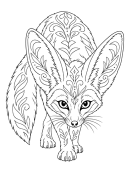 Free printable Intricate Prowling Fennec Fox coloring page