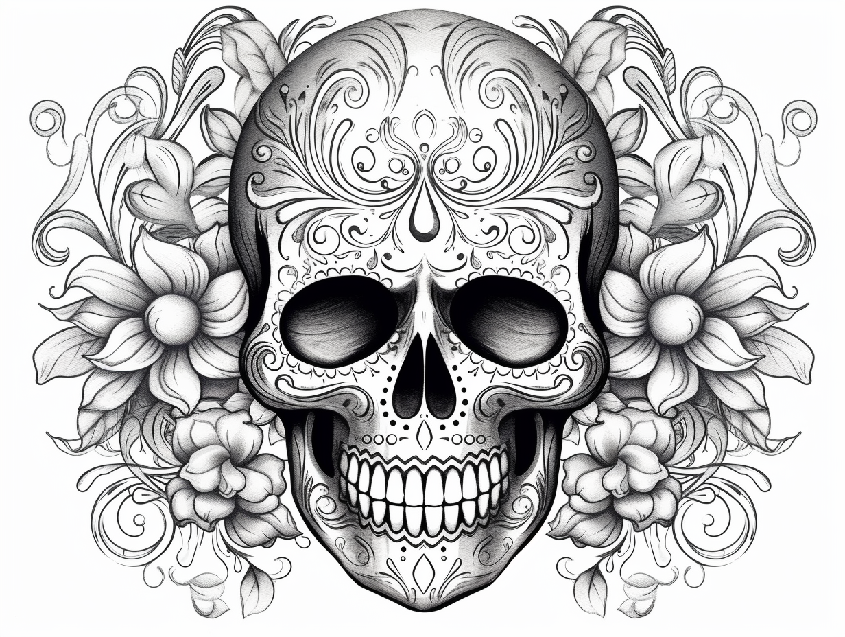 Intricate Skull Designs To Color - Coloring Page