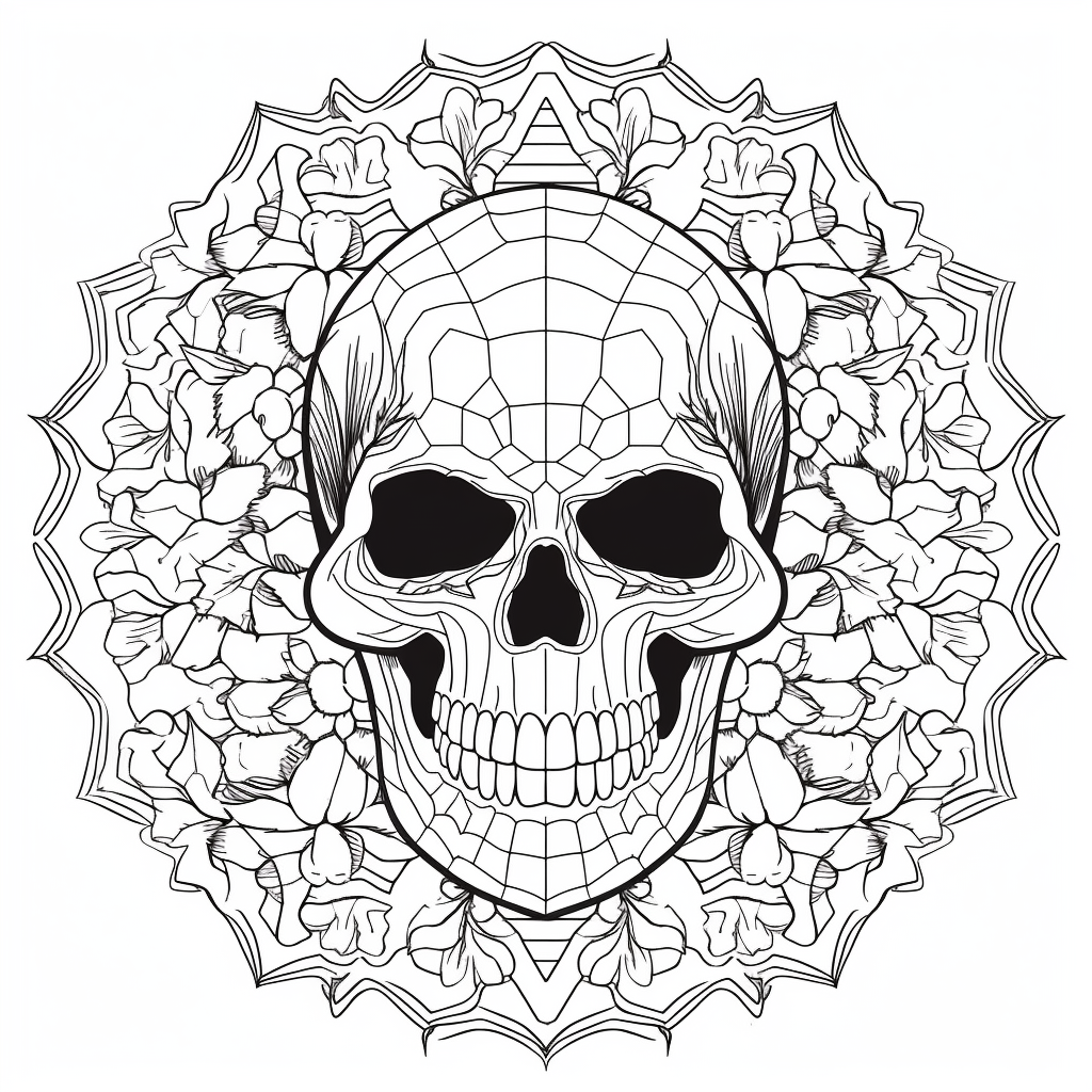 Intricate Skull Mandala To Color - Coloring Page