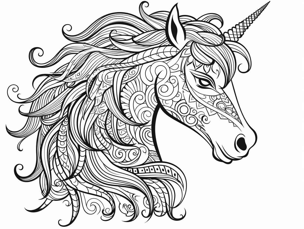 Intricate Unicorn Coloring Activity - Coloring Page