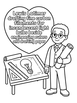 Free printable Lewis Latimer Drafting Light Bulbs coloring page