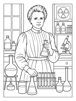 Free printable Marie Curie In Her Laboratory coloring page