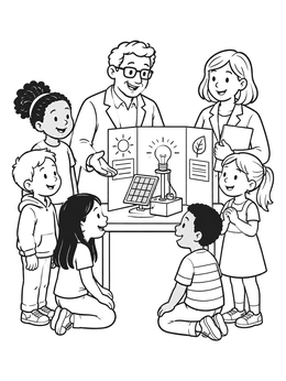 Free printable School Science Fair Invention Display coloring page