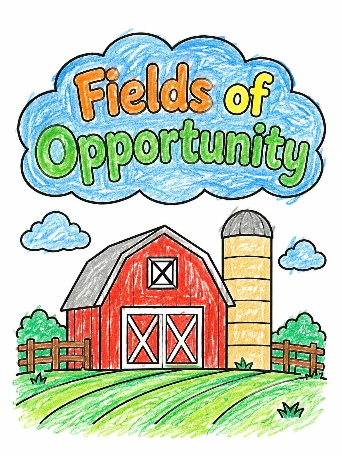 Colored example of the Iowa Barn And Silo Landscape coloring page