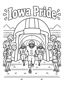 Free printable Iowa Football Players And Cheerleaders coloring page