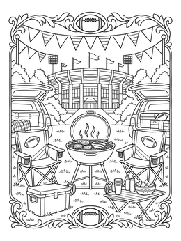 Football stadium tailgate party in this detailed Iowa coloring page.