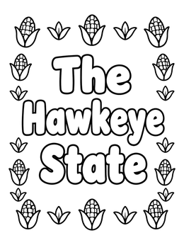 Free printable The Hawkeye State Iowa Corn coloring page