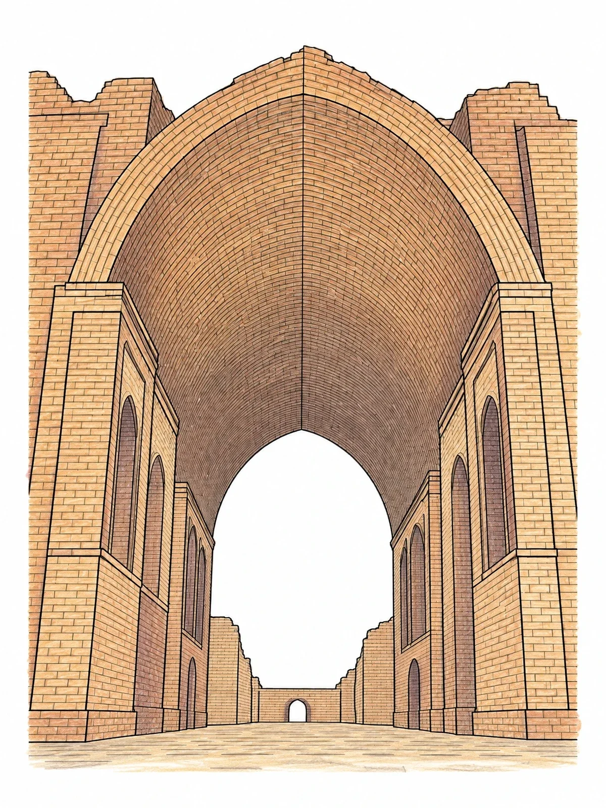 Colored example of the Ancient Arch Of Ctesiphon coloring page