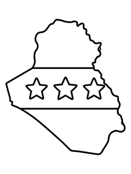 Free printable Iraq Map With Flag Outline coloring page