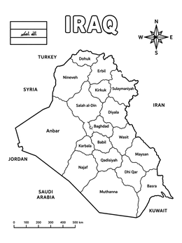 Free printable Political Map Of Iraq With Provinces coloring page