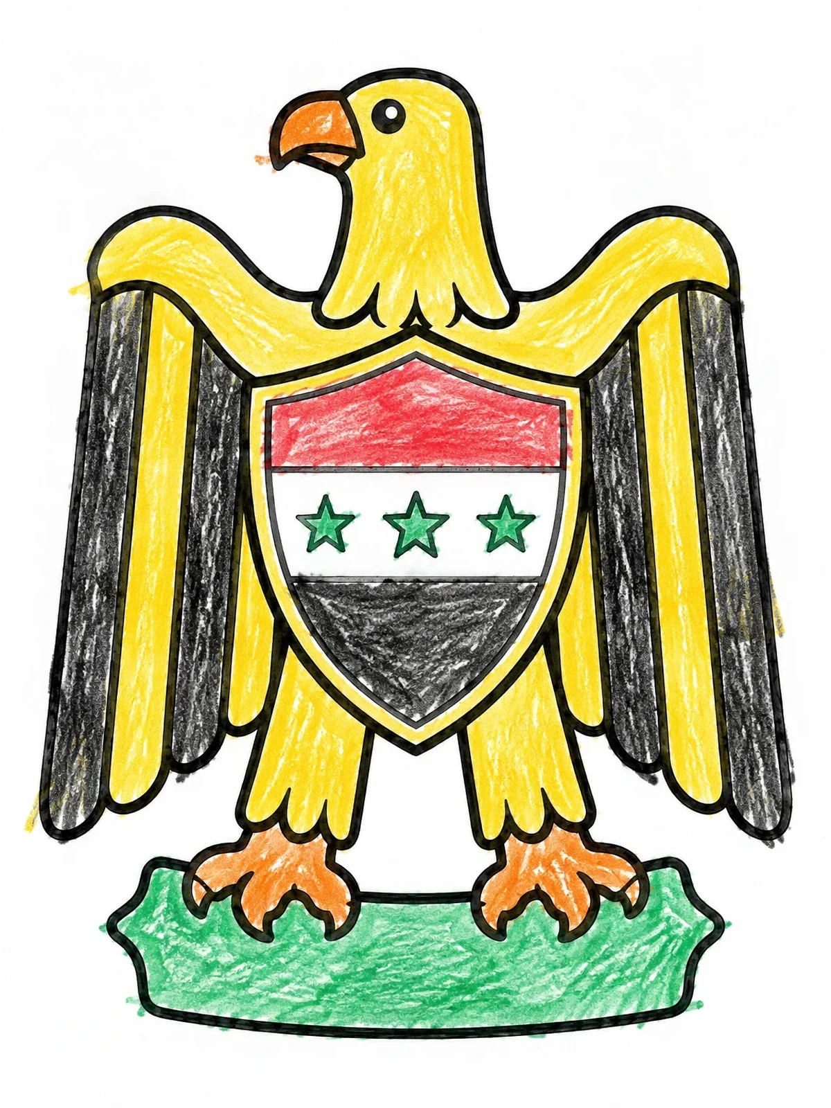Colored example of the Cute Eagle Of Saladin Emblem coloring page