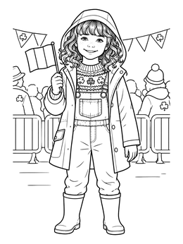 Free printable Child With Flag At Irish Parade coloring page