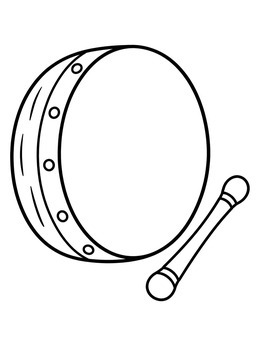 Free printable Traditional Irish Bodhran And Tipper coloring page