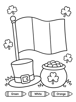 Free printable Irish Flag With Pot Of Gold coloring page