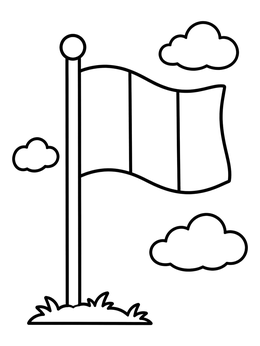 Free printable Irish Tricolor Flag On Flagpole coloring page