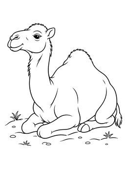 Free printable Calm Kneeling Dromedary Camel coloring page