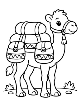 Free printable Friendly Pack Camel With Bags coloring page