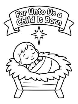 Free printable Baby Jesus In The Manger coloring page