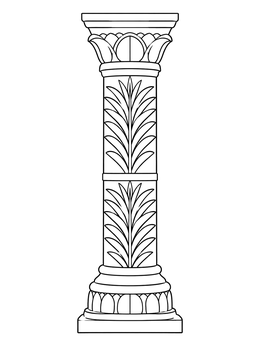 Carved stone pillar featuring palm leaves on this isaiah coloring page.
