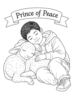 Child sleeping beside a gentle lamb on this peaceful isaiah coloring page.