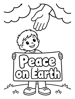 Free printable Boy With Peace On Earth Sign coloring page