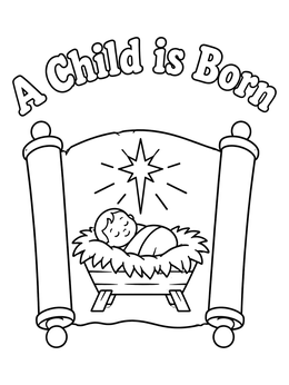 Free printable Prophecy Scroll With Baby In Manger coloring page