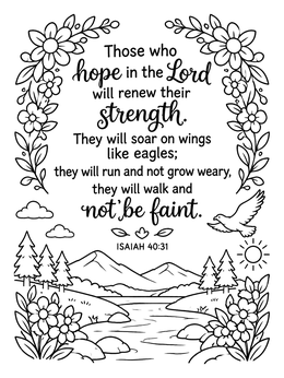 Free printable Isaiah Bible Verse Nature Landscape coloring page