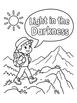 Free printable Young Hiker On A Mountain Trail coloring page