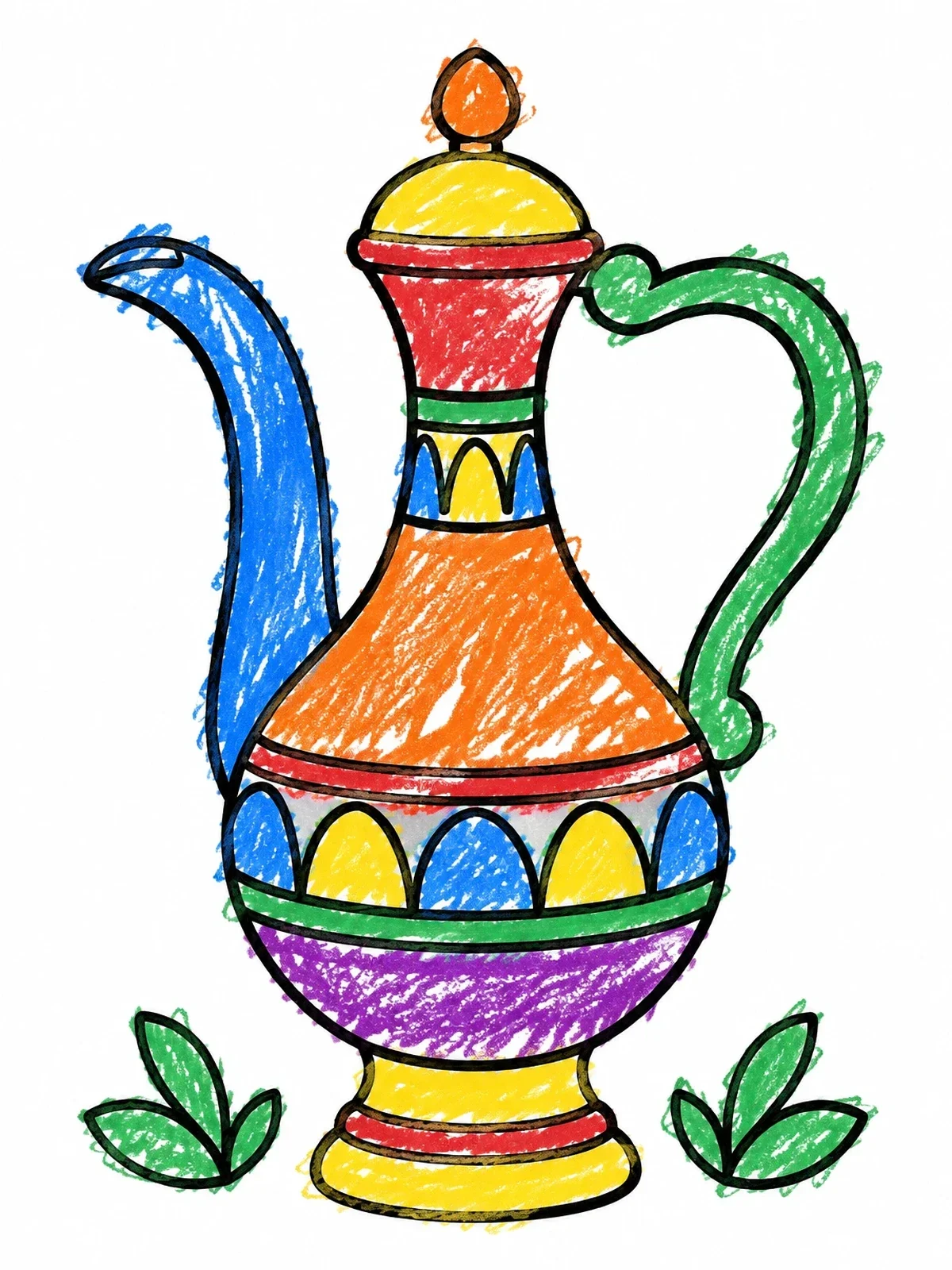 Colored example of the Traditional Ornate Water Ewer coloring page