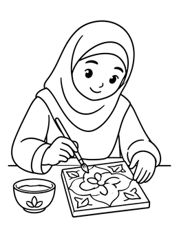 Free printable Young Artist Painting A Ceramic Tile coloring page