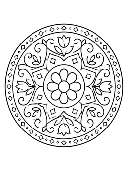 Free printable Islamic Floral Arabesque Mandala coloring page